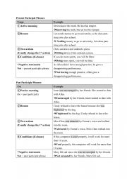 English Worksheet: Participle Phrases