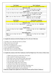 English Worksheet: Past Tenses Review 