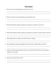 English Worksheet: Self-Evaluation