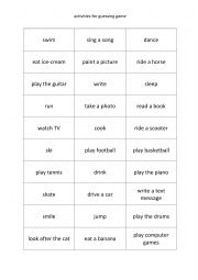 English Worksheet: pantomime guessing game