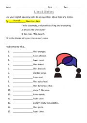 Likes and Dislikes speaking activity 
