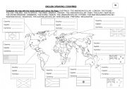 English Worksheet: English speaking countries
