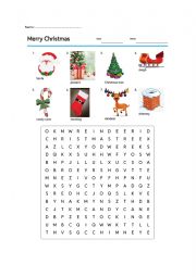English Worksheet: Christmas Wordserach