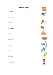 English Worksheet: Summer holiday