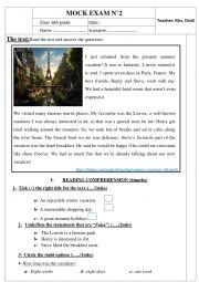 English Worksheet: Mock exam 6th grade