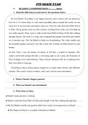 English Worksheet: 6th grade test 3