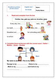English Worksheet: 3rd grade test
