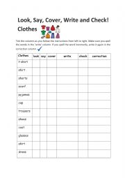 English Worksheet: Clothes check list