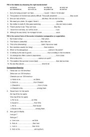 English Worksheet: Comparison evaluation