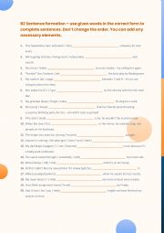 English Worksheet: Sentence formation B2