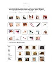 Hairdresser vocabulary sheet