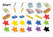English Worksheet: Colours and school things domino