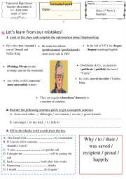 English Worksheet: remedial work 1ST form