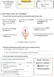 English Worksheet: remedial work 1st form