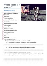 English Worksheet: Whose space is it anyway?