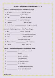 English Worksheet: Present Simple and Future form will