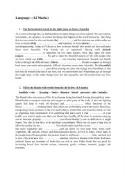 English Worksheet: MID TERM 2 LANGUAGE 1ST FORM 