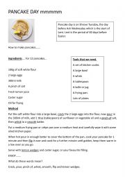 English Worksheet: Pancake Day