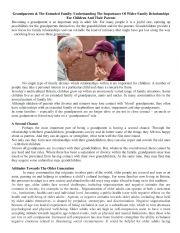 English Worksheet: Grandparent�s role into the youth�s lives