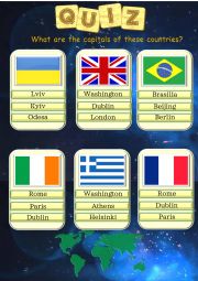 English Worksheet: Countries and Capitals