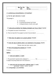 English Worksheet: mid term test 2 9th forms