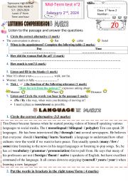 1st form mid term test 2