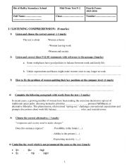 Mid-term test 2 Fourth Forms of Secondary Education