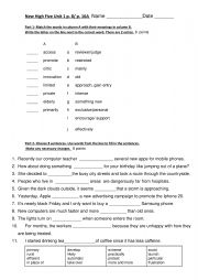 English Worksheet: vocabulary quiz