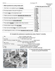 English Worksheet: Simple past review