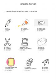 English Worksheet: School things