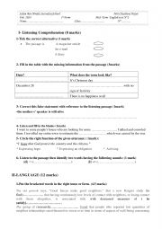 English Worksheet: Mid term test n2-1st form