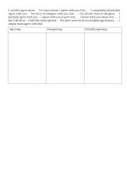 Partially agreeing worksheet