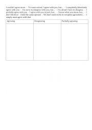 English Worksheet: Partially agreeing worksheet
