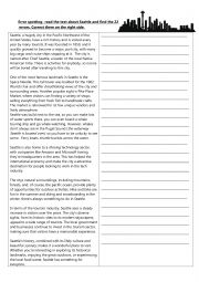 English Worksheet: Error Spotting- Seattle 