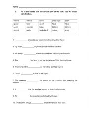 English Worksheet: Stative Verbs