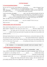 English Worksheet: learning languages 1st form 