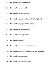 English Worksheet: how often do you..?  speaking worksheet