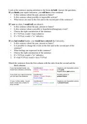 English Worksheet: Conditionals guided discovery