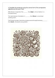 English Worksheet: Wonka Comparatives 