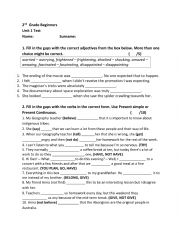 English Worksheet: 2nd Grade Unit 1 test Junior High School Beginners