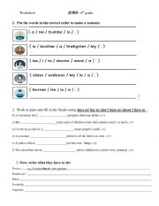English Worksheet: Jobs- 4th grade