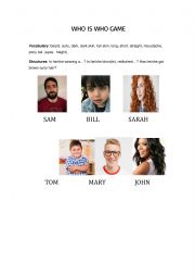 English Worksheet: WHO IS WHO