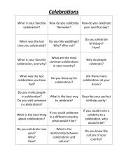 English Worksheet: celebrations