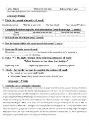 1st year secondary mid term test number2