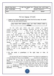 English Worksheet: pollution