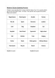 English Worksheet: Relative Clauses speaking practice