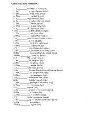 English Worksheet: Past Simple Sentences - irregular verbs 