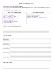 English Worksheet: GOING SHOPPING DIALOGUE WRITING