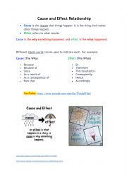 English Worksheet: Cause and Effect Relationship.