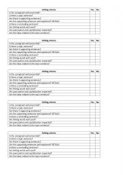 English Worksheet: A Checklist to edit paragraphs